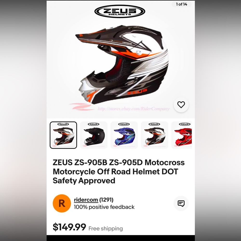 ZEUS ZS-905B Motocross Helmet adult 25mm